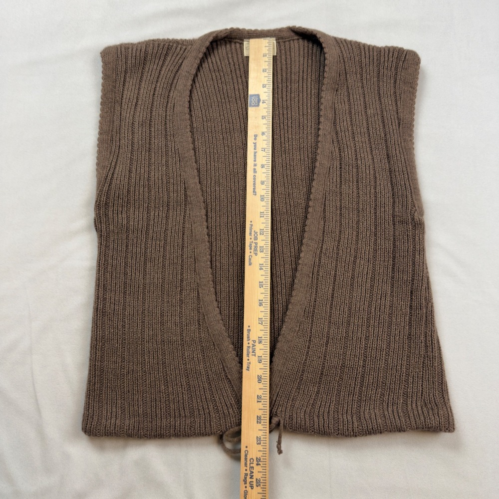 Vintage Rosanna Brown Mohair Blend Ribbed Knit Sweater Vest Tie Front Small USA - Picture 5 of 8